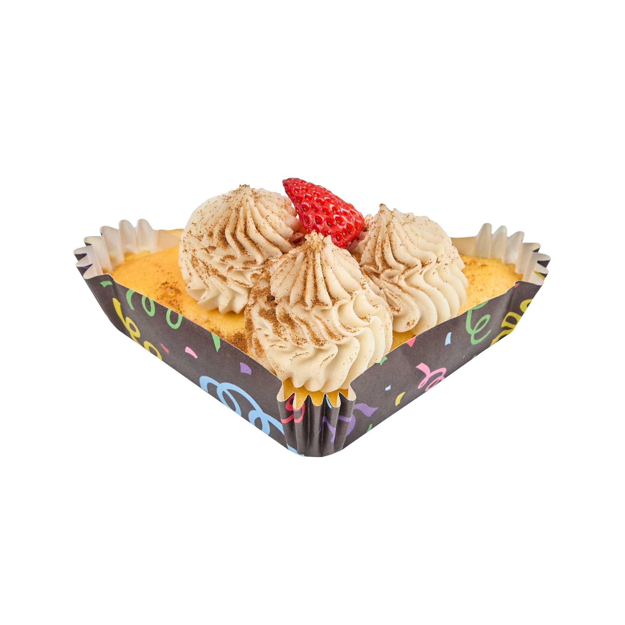Panificio 6.8 oz Triangle Paper Baking Cup - Colorful Streamers, Ridged, Greaseproof - 5" x 3" x 1 1/4" - 200 count box