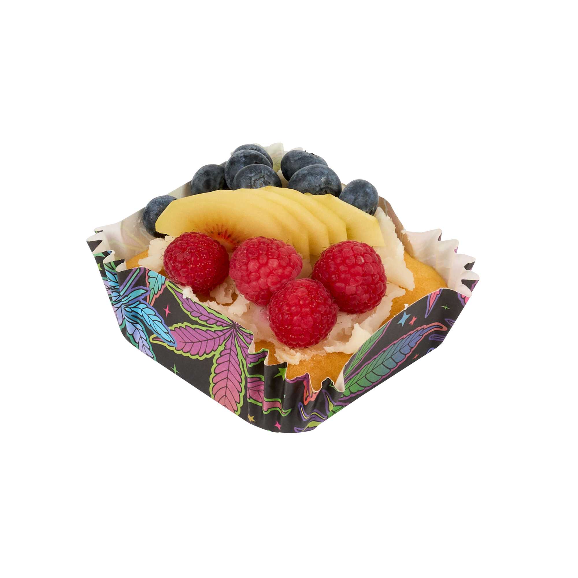 Panificio 6 oz Square Paper Baking Cup - Trippy Leaf Print, Greaseproof - 3 1/4" x 3 1/4" x 1 1/4" - 200 count box
