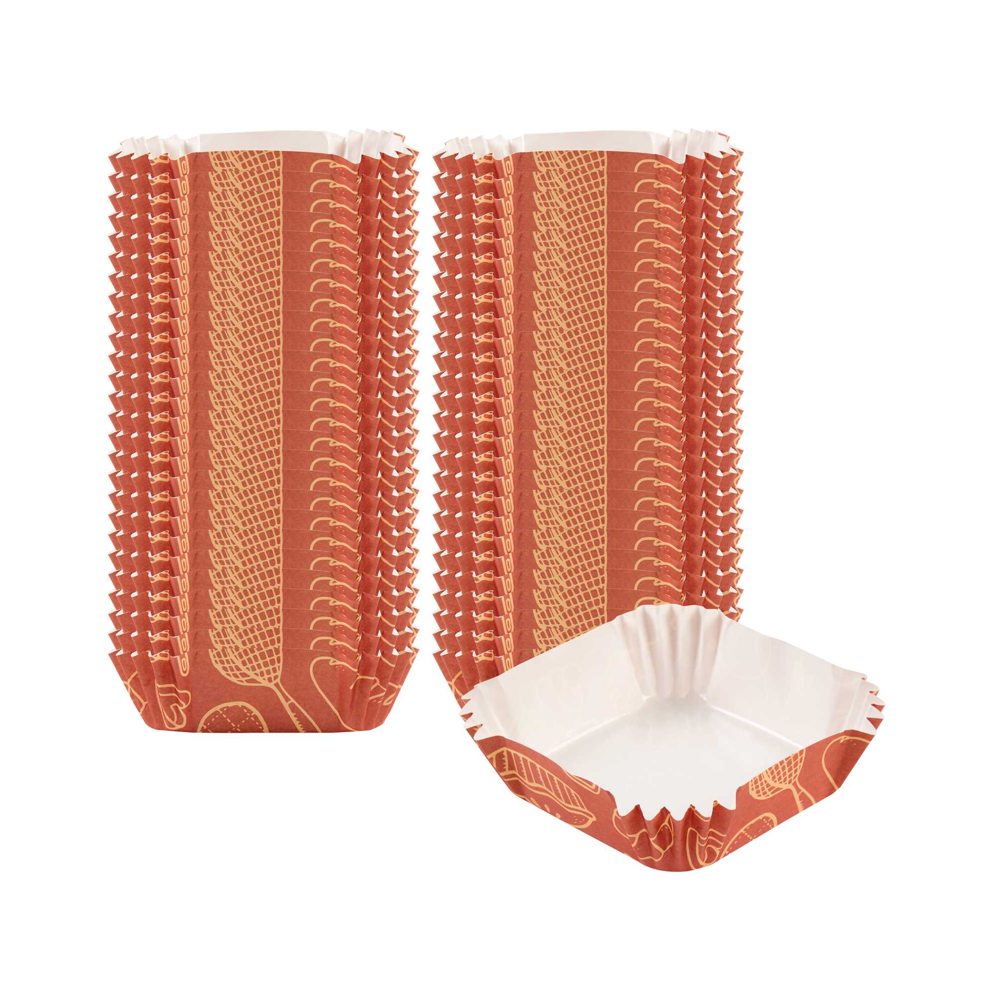 Panificio 6 oz Square Brown Paper Baking Cup - Bakery, Greaseproof - 3 1/4" x 3 1/4" x 1 1/4" - 200 count box