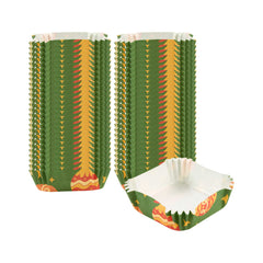 Panificio 6 oz Square Paper Baking Cup - Christmas, Greaseproof - 3 1/4