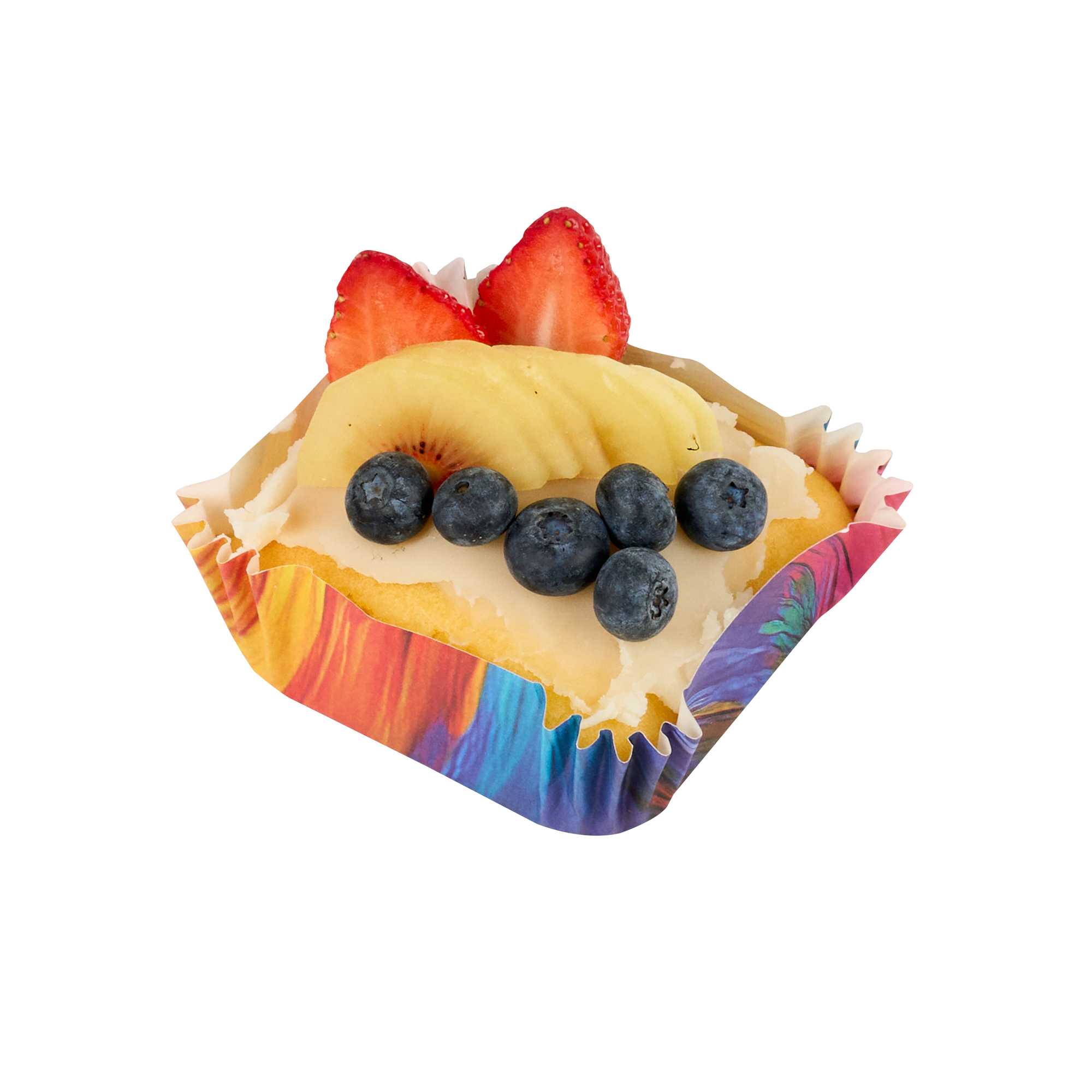 Panificio 6 oz Square Paper Baking Cup - Colorful Abstract Waves, Greaseproof - 3 1/4" x 3 1/4" x 1 1/4" - 200 count box