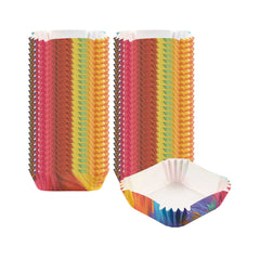 Panificio 6 oz Square Paper Baking Cup - Colorful Abstract Waves, Greaseproof - 3 1/4