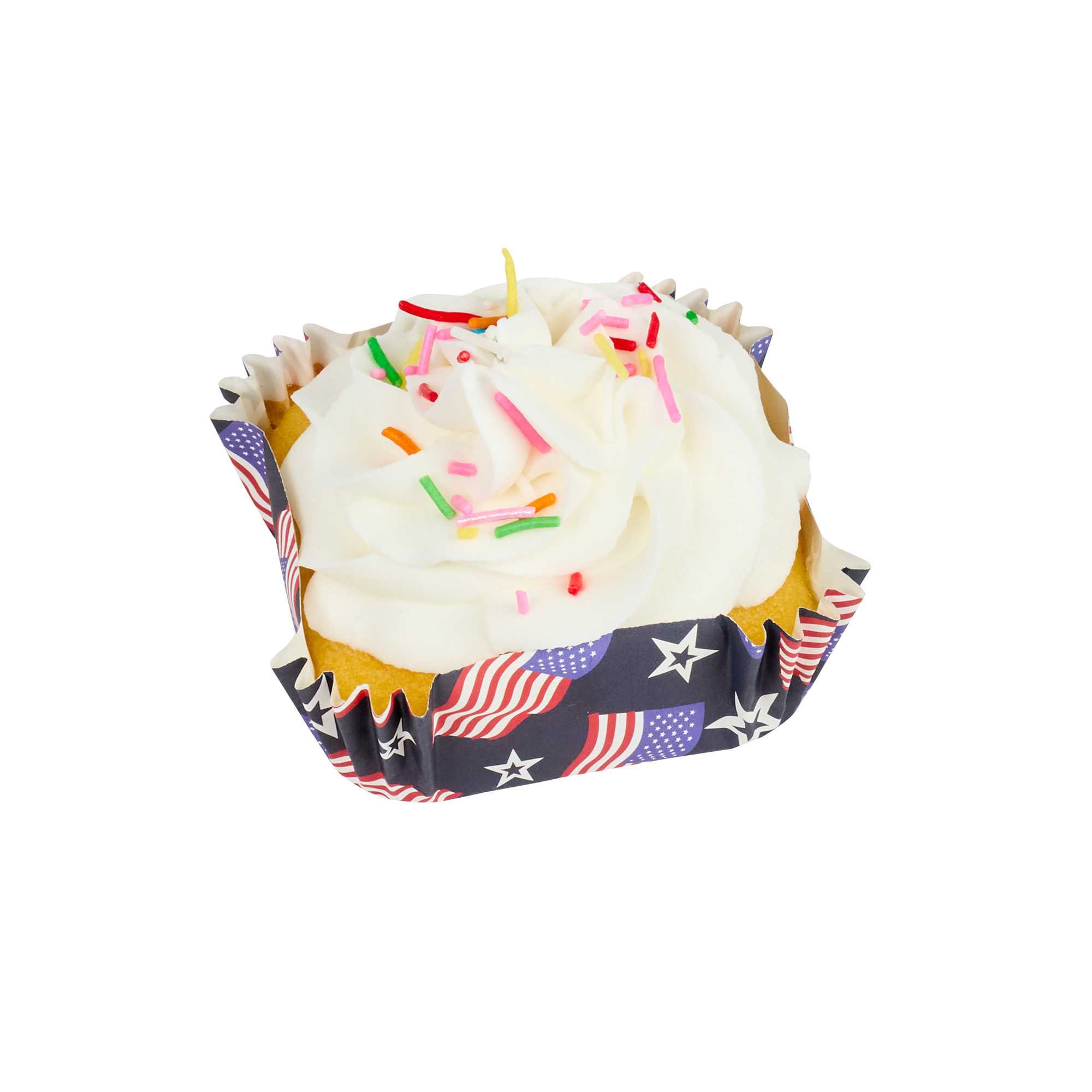 Panificio 6 oz Square Paper Baking Cup - American Flag, Greaseproof - 3 1/4" x 3 1/4" x 1 1/4" - 200 count box