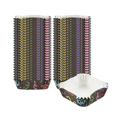 Panificio 6 oz Square Paper Baking Cup - Colorful Streamers, Greaseproof - 3 1/4