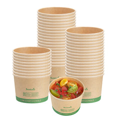 Sustain 8 oz Round Kraft Paper Soup Container - Compostable - 3 1/2
