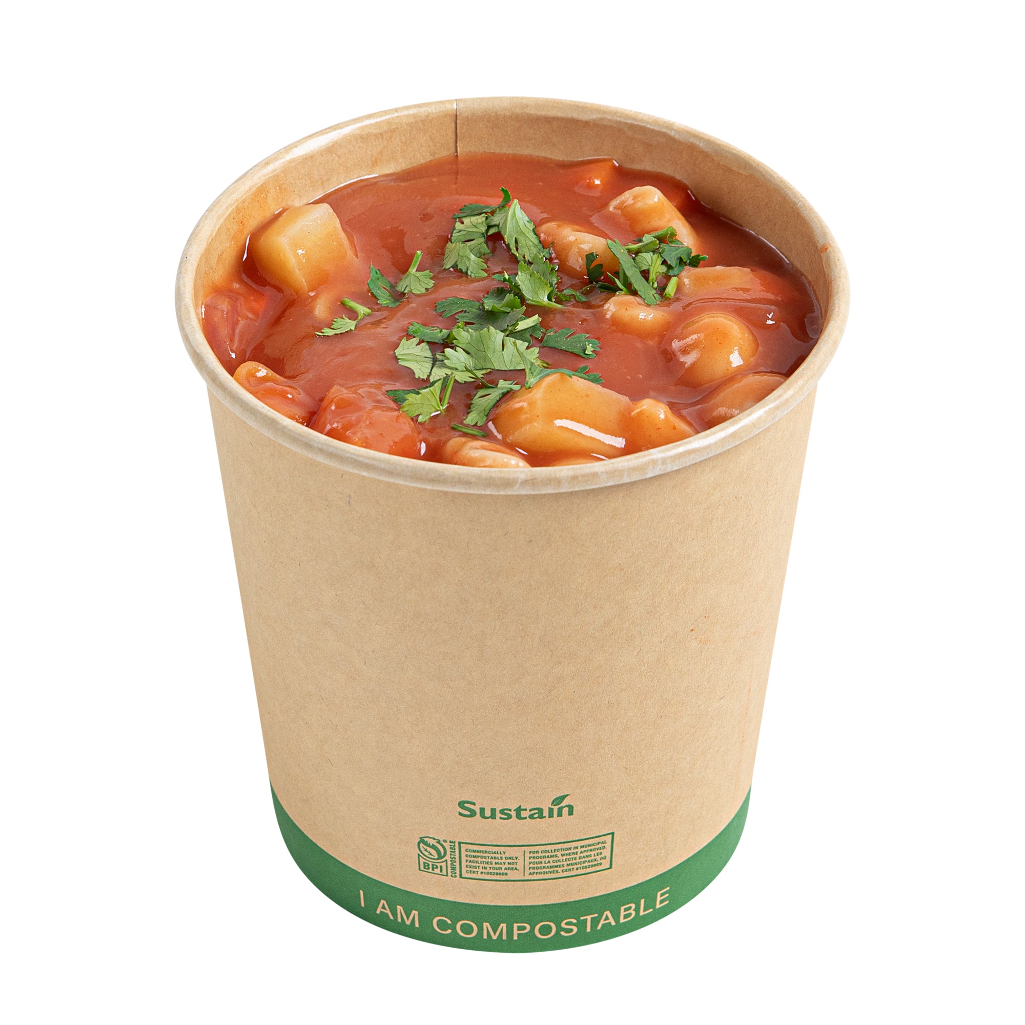 Sustain 24 oz Round Kraft Paper Soup Container - Compostable - 4 1/2" x 4 1/2" x 4 1/2" - 200 count box