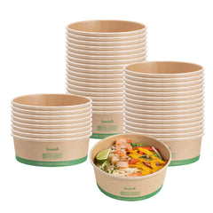 Sustain 25 oz Round Kraft Paper Take Out Container - Compostable - 5 3/4