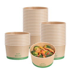 Sustain 34 oz Round Kraft Paper Take Out Container - Compostable - 5 3/4