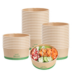 Sustain 37 oz Round Kraft Paper Take Out Container - Compostable - 6 1/2