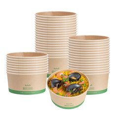 Sustain 44 oz Round Kraft Paper Take Out Container - Compostable - 6 1/2