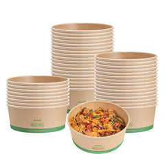 Sustain 50 oz Round Kraft Paper Take Out Container - Compostable - 7 1/4