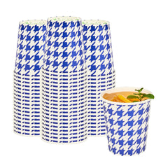 Chef 101 7 oz Round Blue Houndstooth Paper Cold Cup - 2 3/4