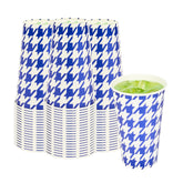 Chef 101 16 oz Round Blue Houndstooth Paper Cold Cup - 3 1/2" x 3 1/2" x 5 1/2" - 500 count box