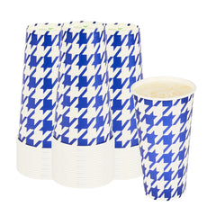 Chef 101 20 oz Round Blue Houndstooth Paper Cold Cup - 3 1/2