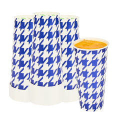 Chef 101 22 oz Round Blue Houndstooth Paper Cold Cup - 3 1/2