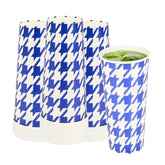 Chef 101 24 oz Round Blue Houndstooth Paper Cold Cup - 3 1/2" x 3 1/2" x 7" - 500 count box