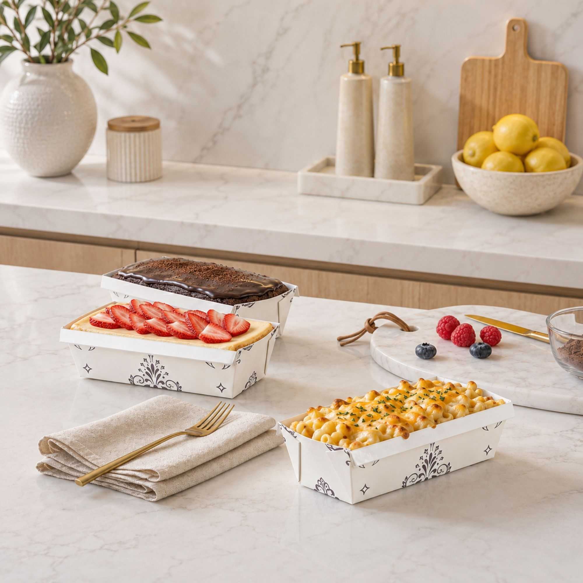 Bake Tek 13 oz Beige Vintage Floral Paper Baking Loaf Pan - Greaseproof - 7" x 3 1/4" x 2" - 100 count box