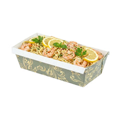 Bake Tek 13 oz Dark Green Vintage Floral Paper Baking Loaf Pan - Greaseproof - 7