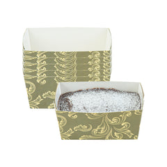 Bake Tek 9 oz Dark Green Vintage Floral Paper Mini Baking Loaf Pan - Greaseproof - 4
