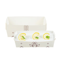 Bake Tek 14 oz Beige Vintage Floral Paper Baking Tray - Greaseproof - 7 3/4