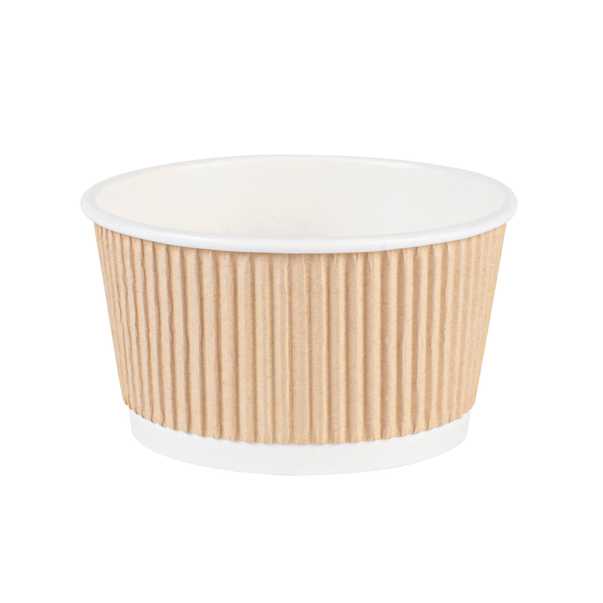 Bio Tek 12 oz Round Kraft PE Lined Paper Soup Container - Ripple Wall - 4 1/4" x 4 1/4" x 2 1/4" - 200 count box