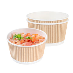 Bio Tek 12 oz Round Kraft PE Lined Paper Soup Container - Ripple Wall - 4 1/4