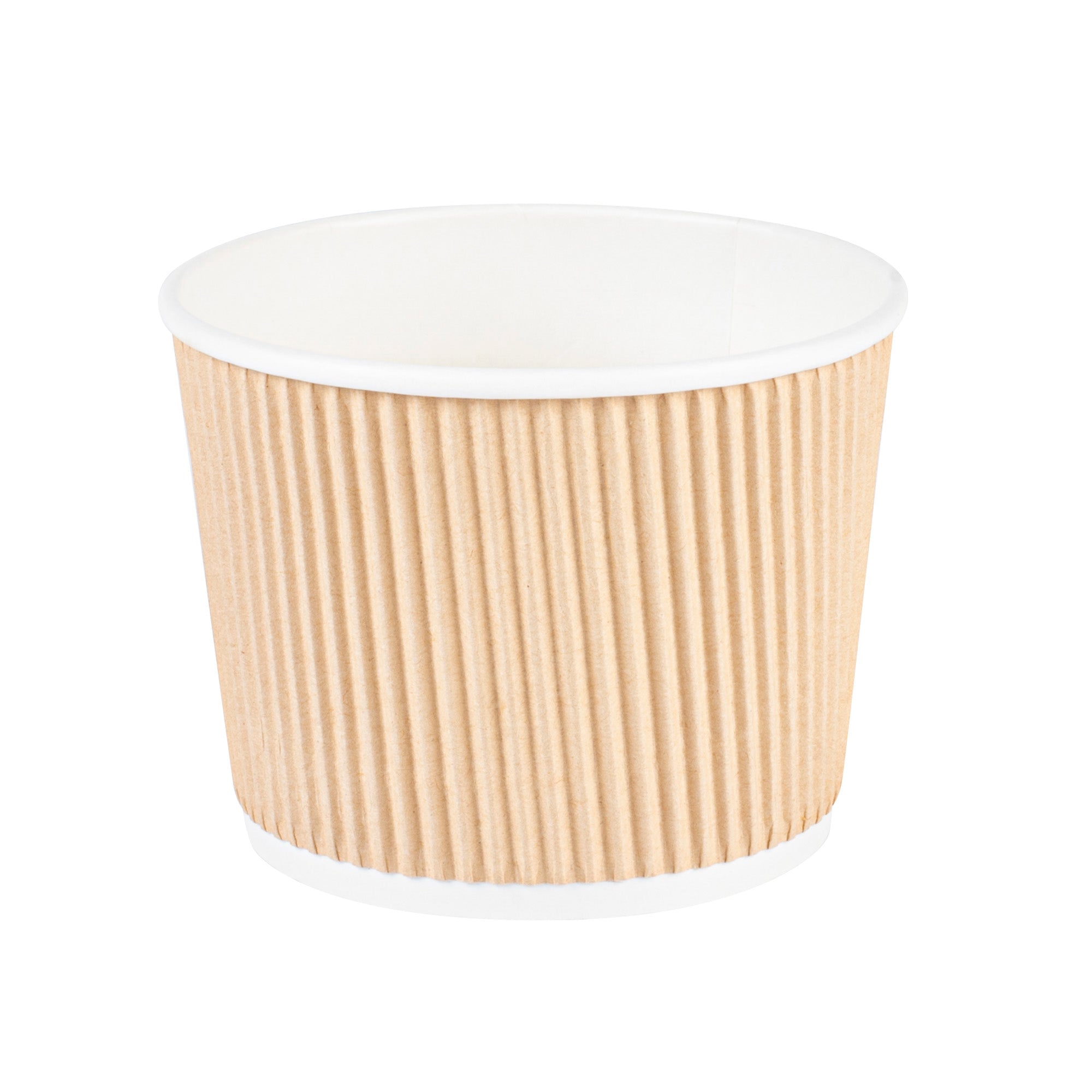 Bio Tek 18 oz Round Kraft PE Lined Paper Soup Container - Ripple Wall - 4 1/4" x 4 1/4" x 3 1/4" - 200 count box