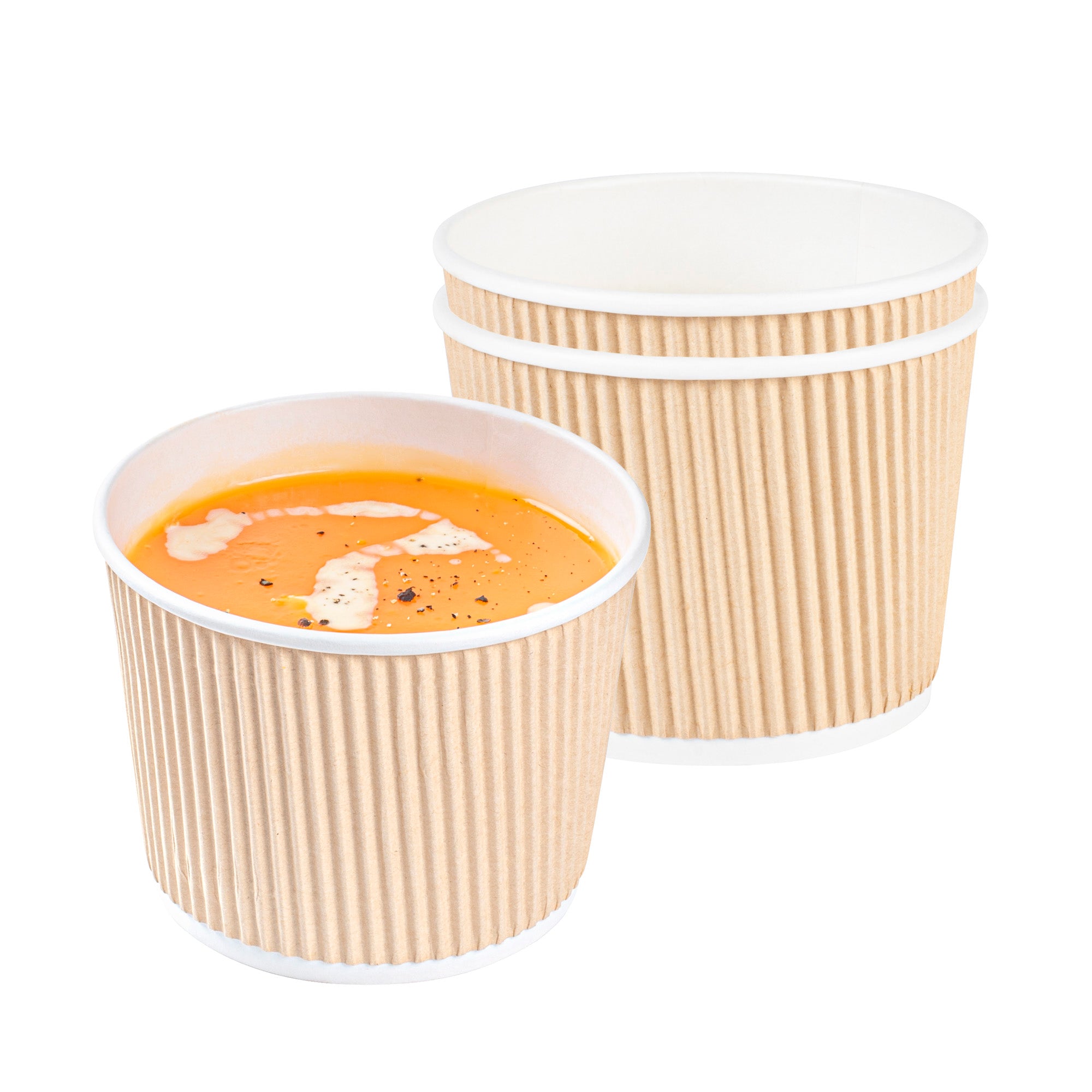 Bio Tek 18 oz Round Kraft PE Lined Paper Soup Container - Ripple Wall - 4 1/4" x 4 1/4" x 3 1/4" - 200 count box