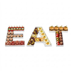 Chef 101 White Paper Charcuterie Fillable EAT Letter Trays - 12 1/2