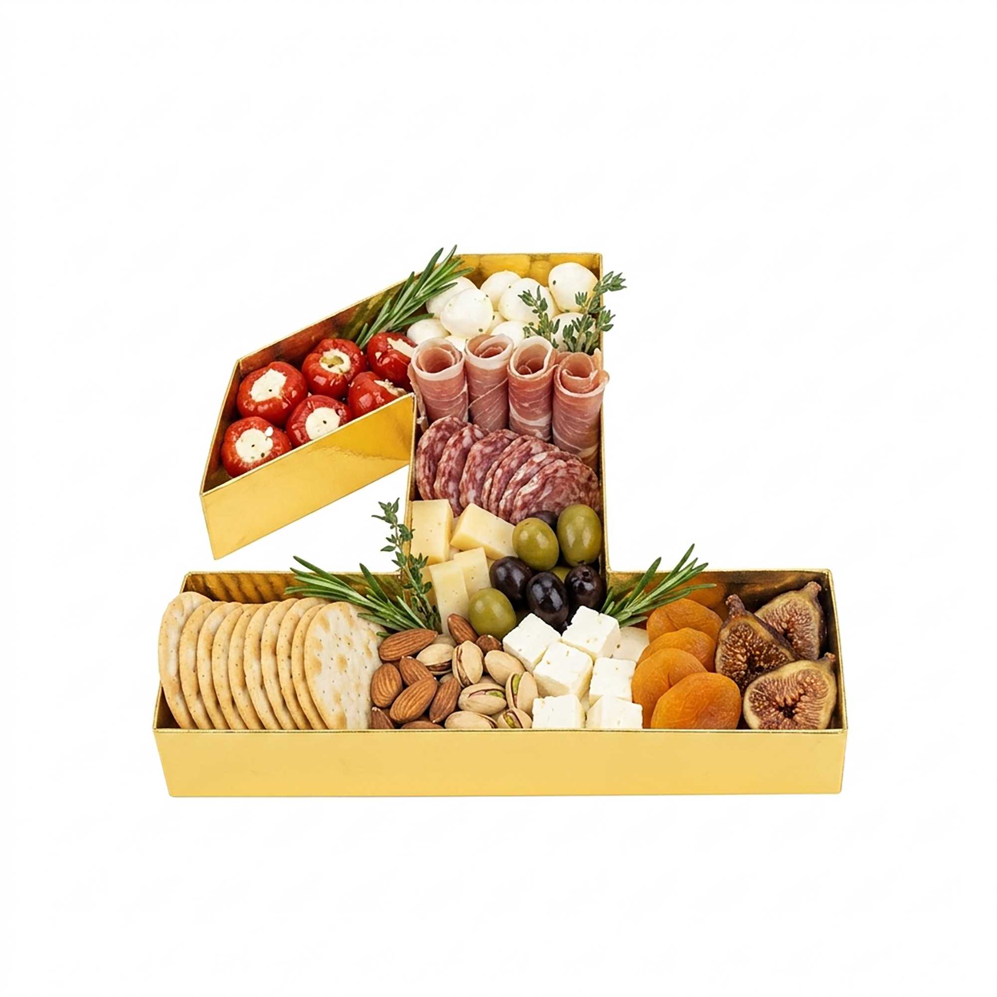 Chef 101 Gold Paper Charcuterie Fillable Number 1 Tray - 12" x 10" x 1 1/2" - 1 count box