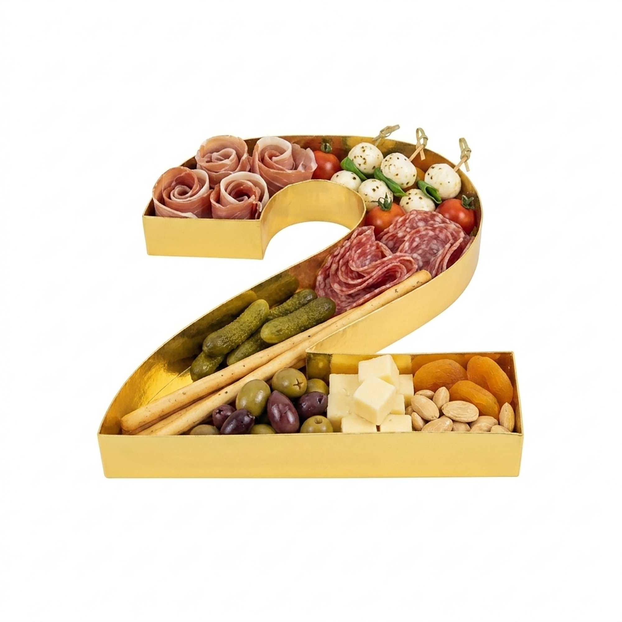 Chef 101 Gold Paper Charcuterie Fillable Number 2 Tray - 12" x 10" x 1 1/2" - 1 count box