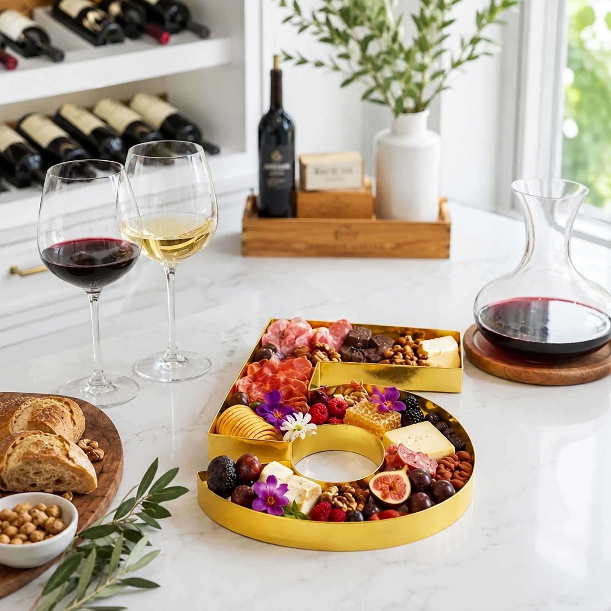 Chef 101 Gold Paper Charcuterie Fillable Number 5 Tray - 12" x 10" x 1 1/2" - 1 count box