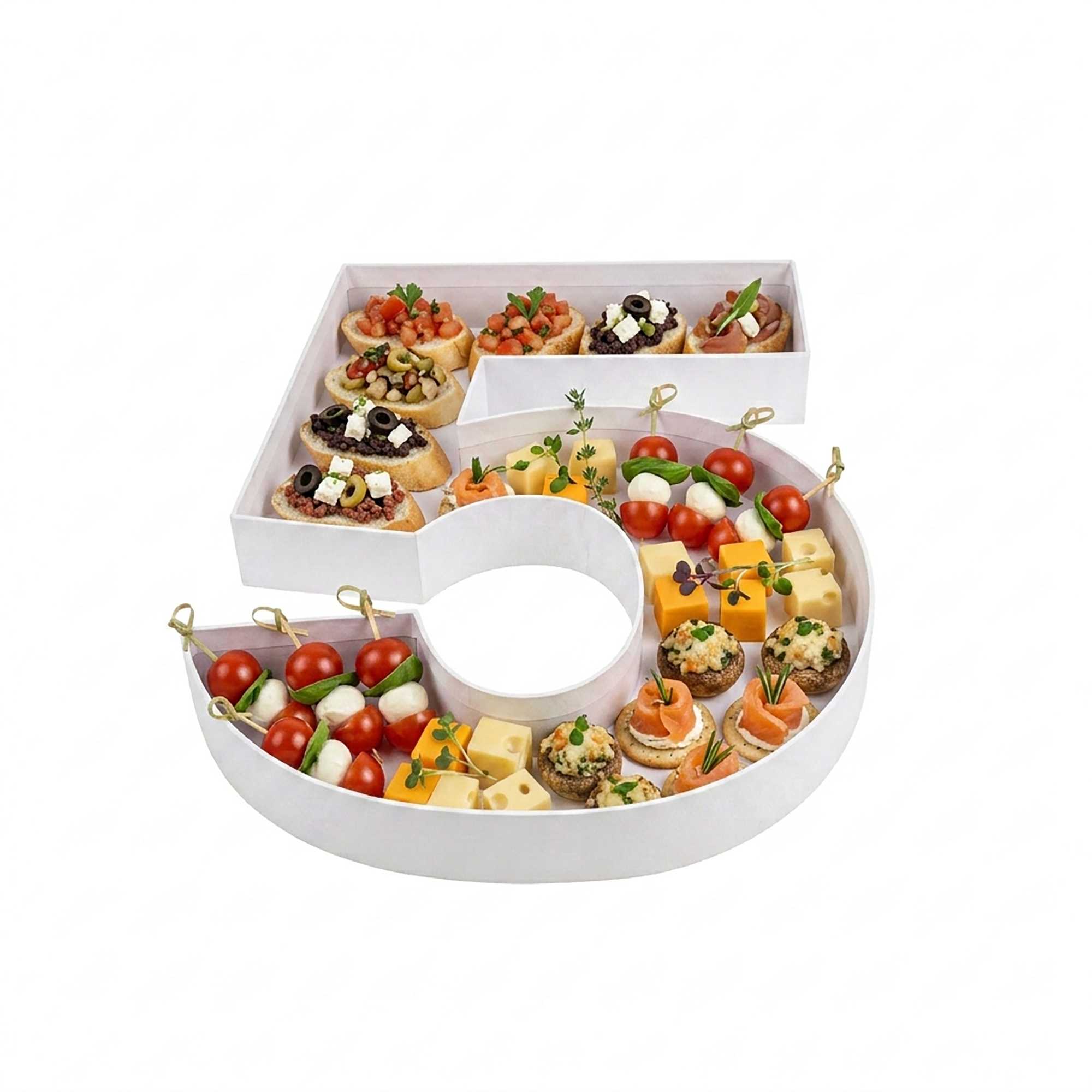 Chef 101 White Paper Charcuterie Fillable Number 5 Tray - 12" x 10" x 1 1/2" - 1 count box