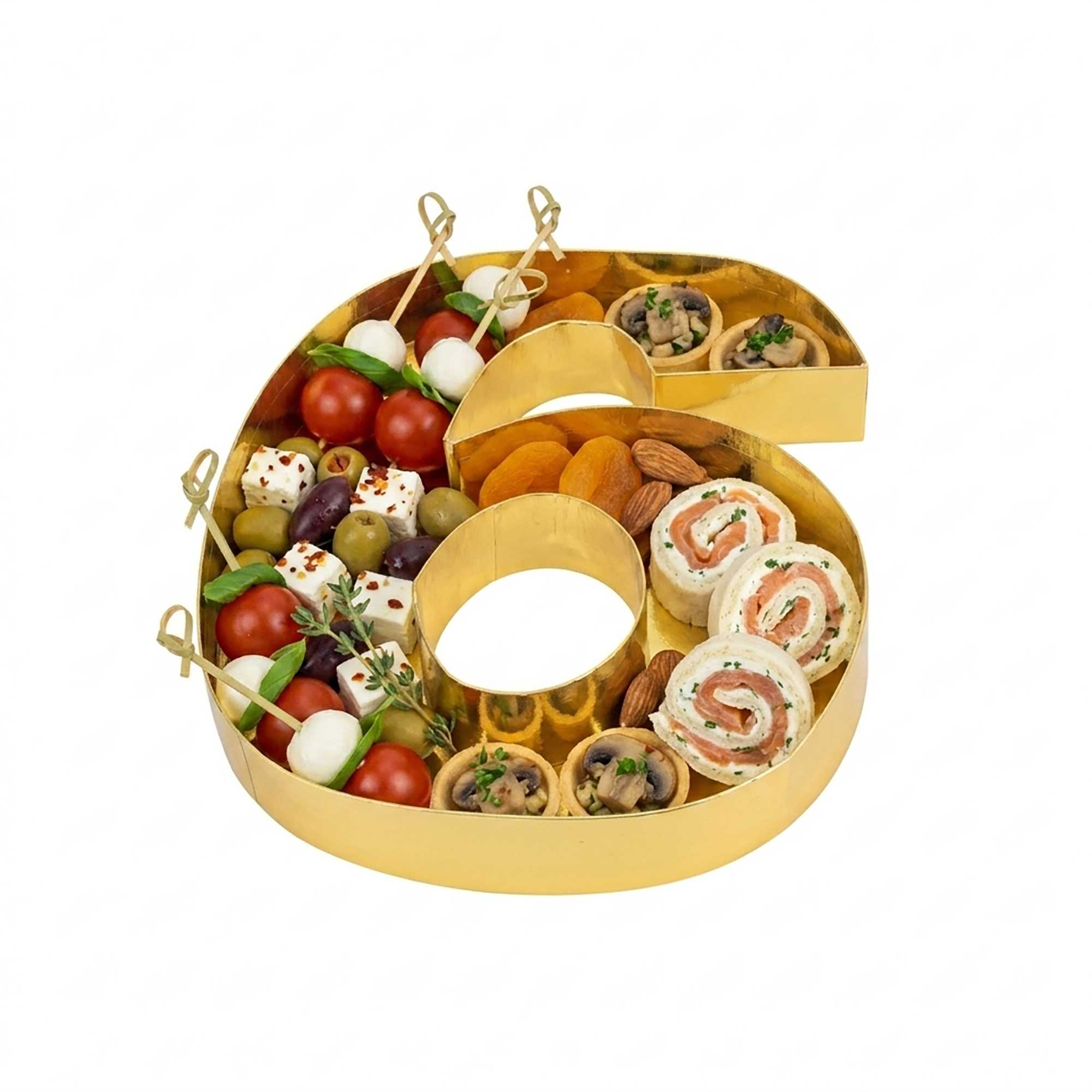 Chef 101 Gold Paper Charcuterie Fillable Number 6 Tray - 12" x 10" x 1 1/2" - 1 count box