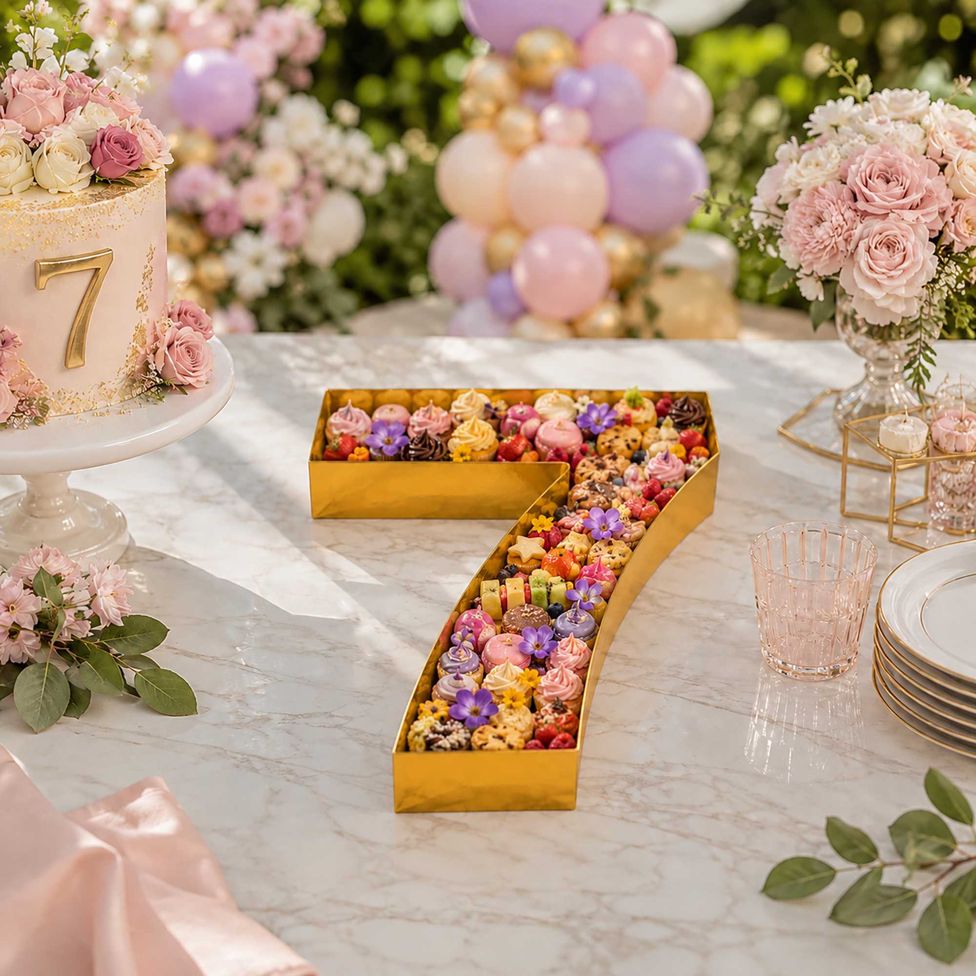 Chef 101 Gold Paper Charcuterie Fillable Number 7 Tray - 12" x 10" x 1 1/2" - 1 count box
