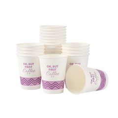 Restpresso 12 oz Pink Paper Insulated Hot Cup - Ok, But First Coffee - 500 count box