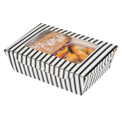 Chef 101 57 oz Rectangle Black and White Paper Extra Large Bio Take Out Container- Windows,PLA Lining - 8