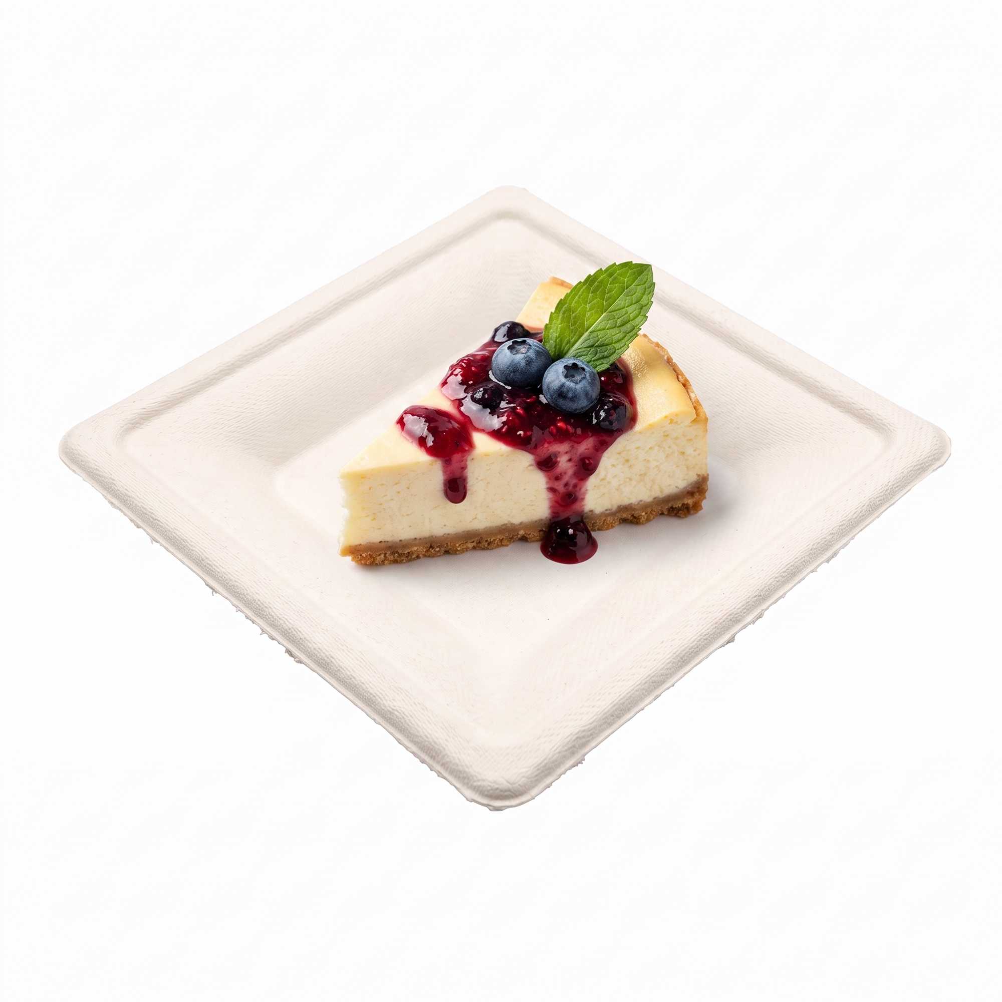 Pulp Safe No PFAS Added Square White Sugarcane / Bagasse Small Plate - Home Compostable - 6 1/4" x 6 1/4" - 100 count box