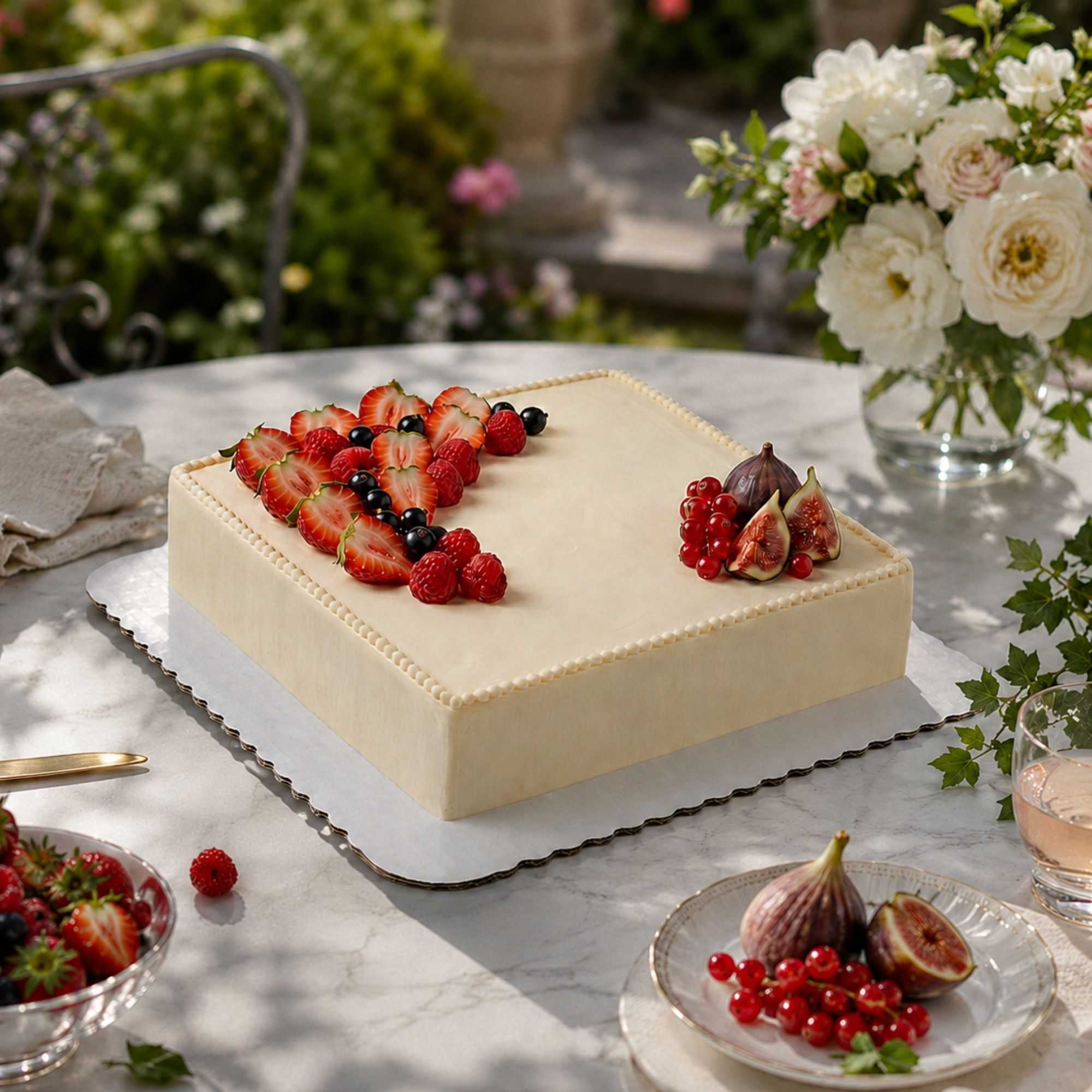 Pastry Tek Square White Cake Board - Scalloped Edge - 13 3/4" - 100 count box