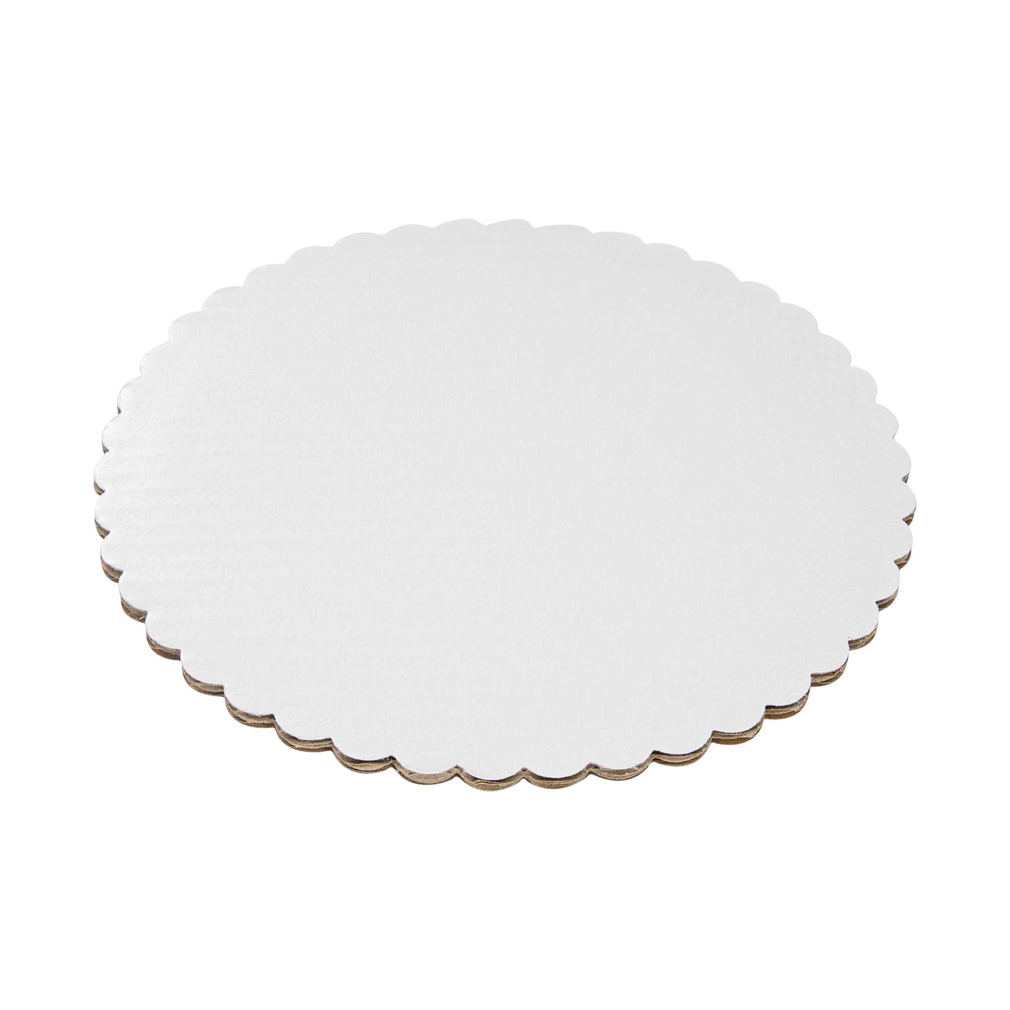 Pastry Tek Round White Cake Board - Scalloped Edge - 8" - 100 count box
