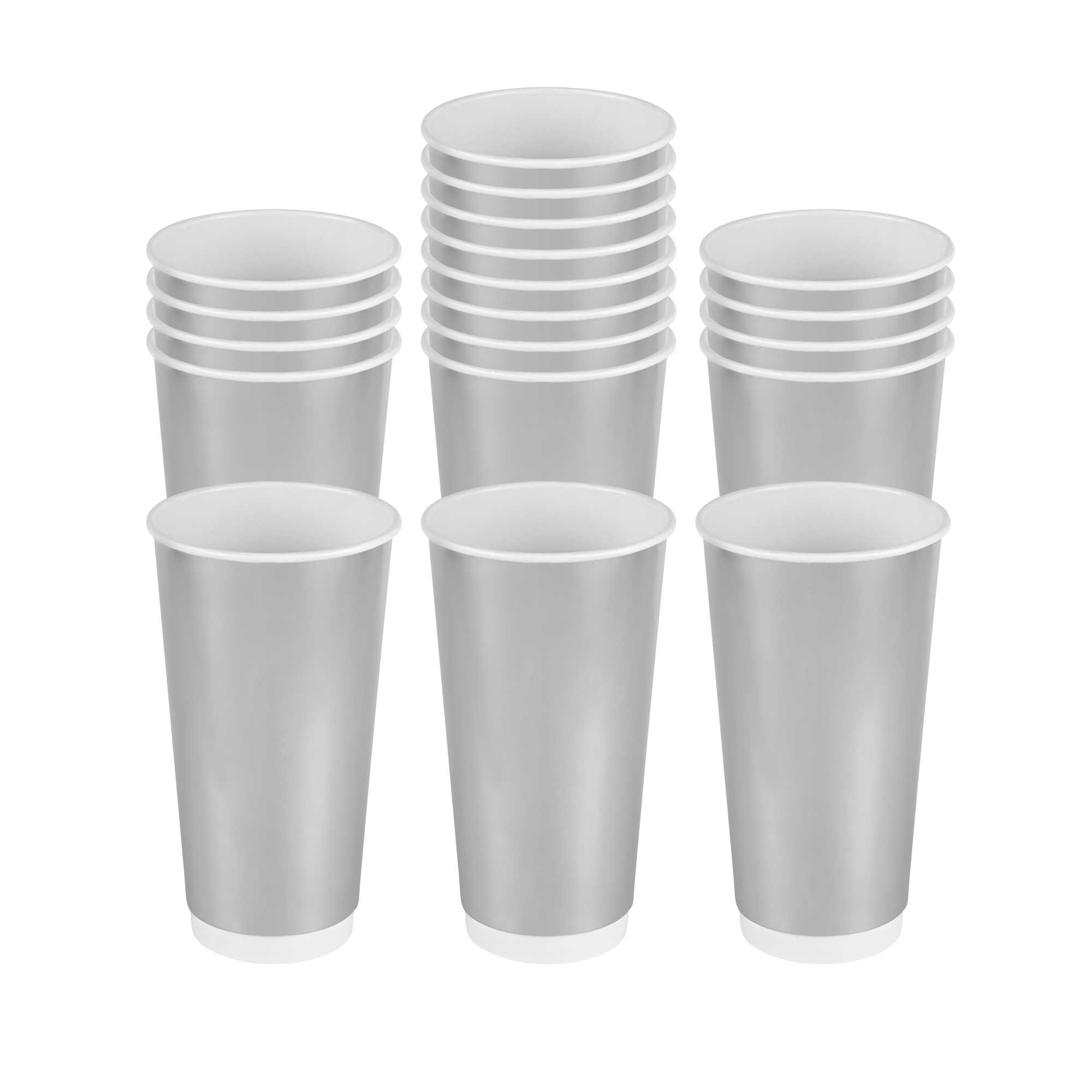 Restpresso 20 oz Metallic Silver Paper Hot / Cold Cup - 500 count box