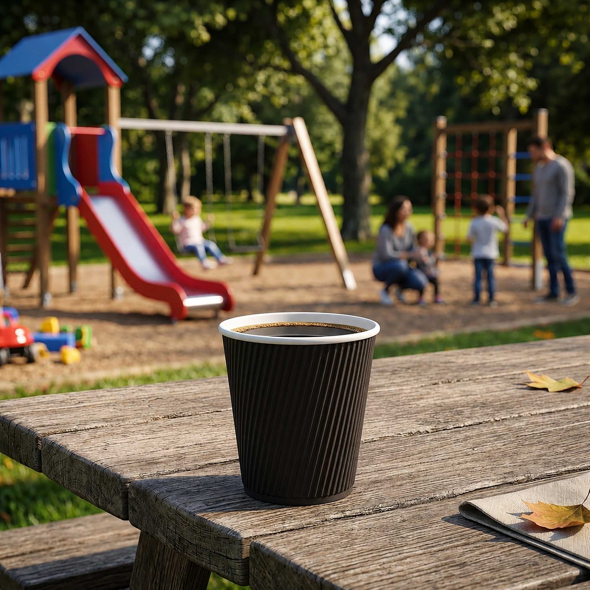 Restpresso 8 oz Black Paper Hot Cup - Individually Wrapped, Ripple Wall - 500 count box