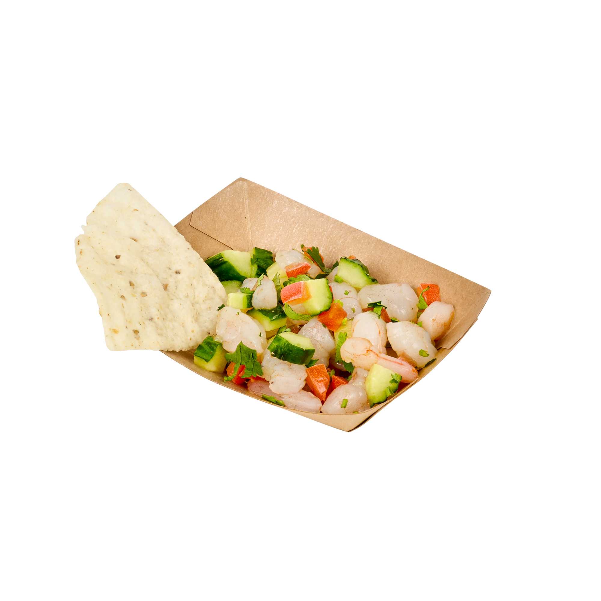 SustainaLite 4 oz #25 Kraft Paper Food Tray / Boat - with PE Lining - 4 1/4" x 3 1/2" x 1 1/4" - 250 count box