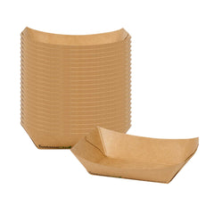 SustainaLite 4 oz #25 Kraft Paper Food Tray / Boat - with PE Lining - 4 1/4