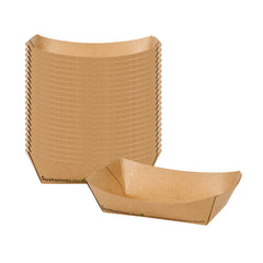 SustainaLite 4 oz #40 Kraft Paper Food Tray / Boat - with PE Lining - 4 1/2