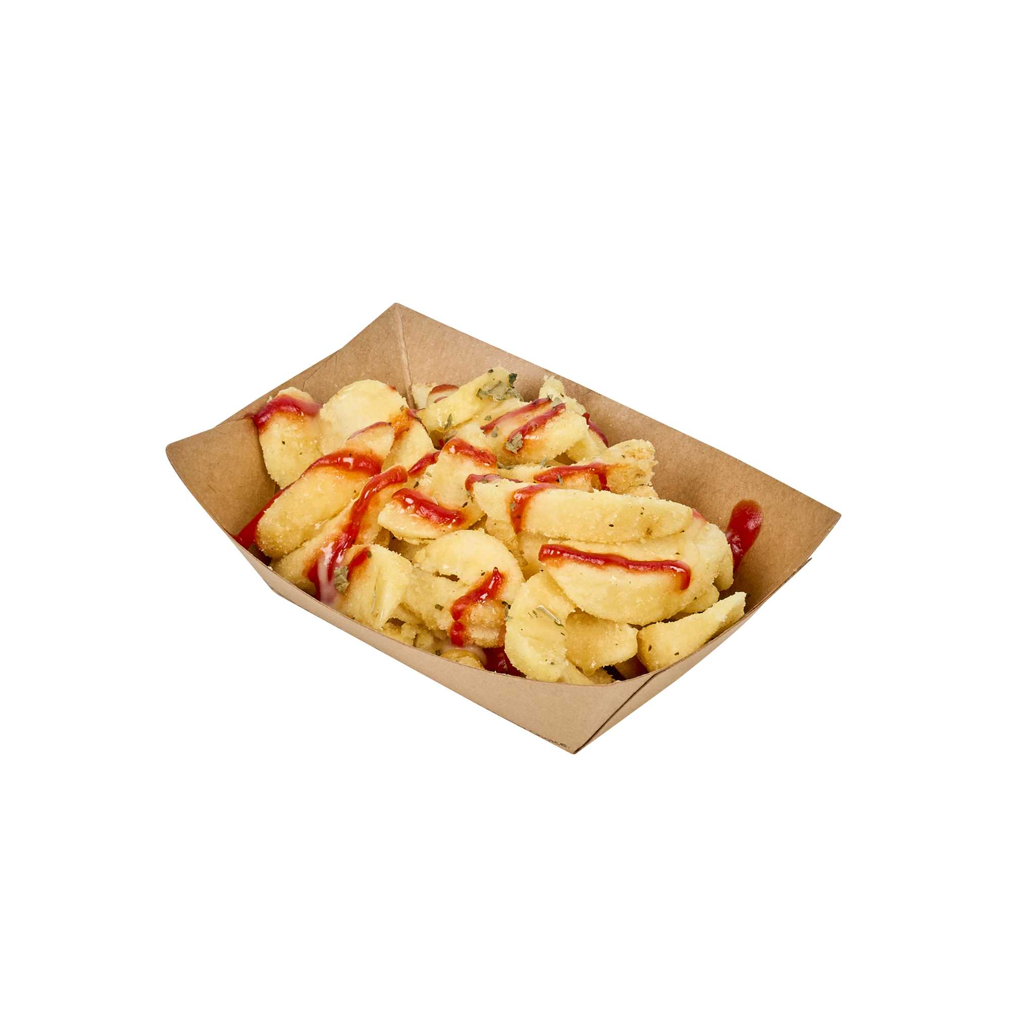 SustainaLite 7 oz #50 Kraft Paper Food Tray / Boat - with PE Lining - 5" x 3 3/4" x 1 1/2" - 250 count box