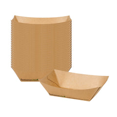SustainaLite 7 oz #50 Kraft Paper Food Tray / Boat - with PE Lining - 5