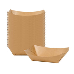 SustainaLite 11 oz #100 Kraft Paper Food Tray / Boat - with PE Lining - 5 1/2