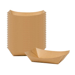 SustainaLite 13 oz #200 Kraft Paper Food Tray / Boat - with PE Lining - 6 1/2