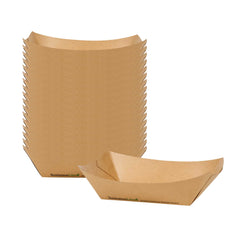 SustainaLite 1 1/2 lb #300 Kraft Paper Food Tray / Boat - with PE Lining - 7 3/4